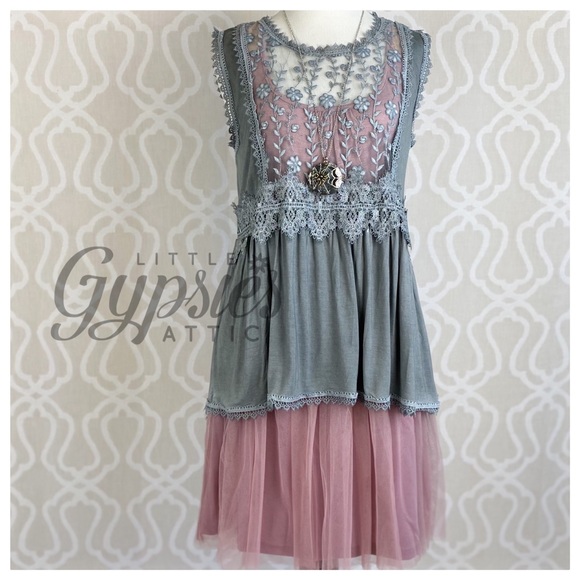 A’reve Dusty Rose Tulle Slip Dress - Picture 3 of 15